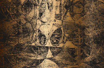 Background and texture of golden metal. Chaotic abstract geometry.