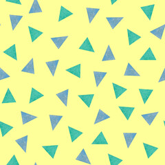 Seamless triangle pattern on yellow background 