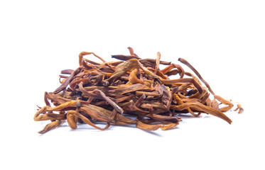 dried day lily flower isolated on white