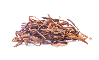 dried day lily flower isolated on white