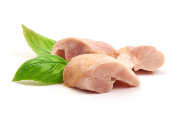 Smoked chicken meat, isolated on white background