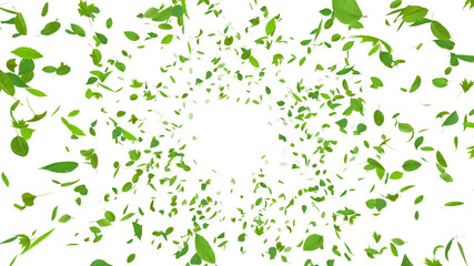 Green Flying leaves leaf 3D illustration background