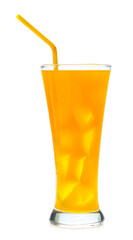 Orange juice glass, isolated on white background