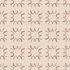 Abstract seamless pattern in pink tones with ethnic elements. Vector illustration. Designed for textile, wallpaper, wrapping paper, fabric design.