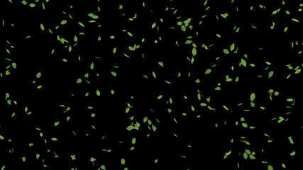 Green Flying leaves leaf 3D illustration background