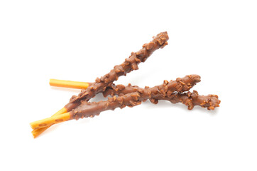 Chocolate mixed biscuit stick isolated on white background