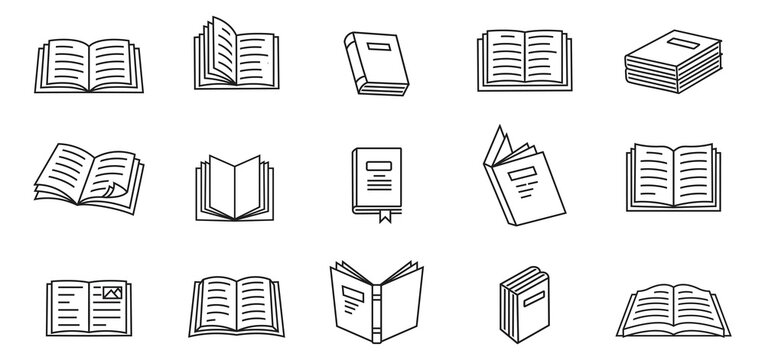 Set line icons book, logo isolated on white background, vector illustration
