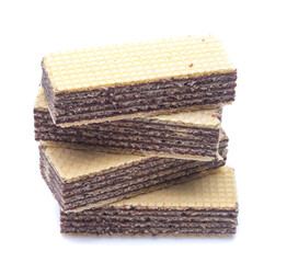 wafer chocolate dessert on white background