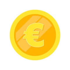 Vector gold euro coin in flat style.