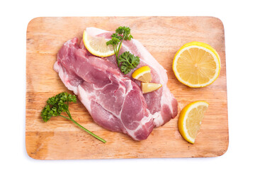 Fresh raw beef steak isolated on white background