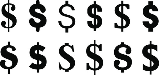 Dollar sign us dollar symbol sale finance price money cash icon black vector illustration