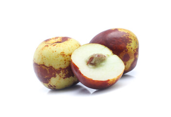 Jujube fruits close up on white