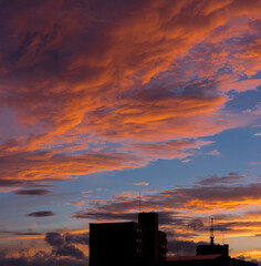 名古屋上空の綺麗な夏の夕焼けの風景