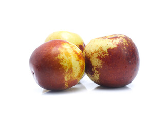 Jujube fruits close up on white