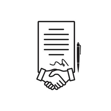 contract icon with handshake, Agreement and signature, vector illustration