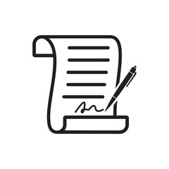 contract icon. Pen signing a contract, Agreement and signature, vector illustration
