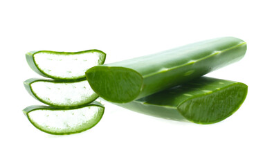 Aloe sliced, isolated on a white background