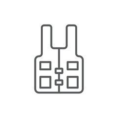 Fishing vest vector icon symbol apparel isolated on white background