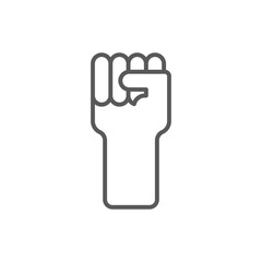 Fist hand up gesture vector icon symbol isolated on white background