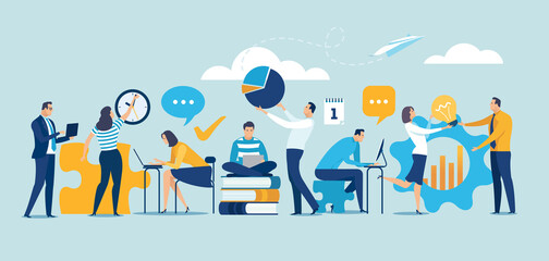 Team cooperation concept. Business vector illustration.