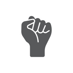 Obraz premium Fist hand up gesture vector icon symbol isolated on white background