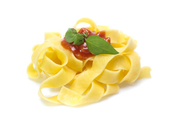 Fettuccine italian pasta isolated on white background