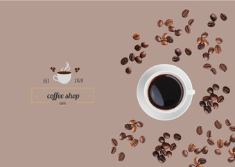 coffee cup and beans