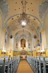 Fototapeta na wymiar ブラチスラバの青い教会　Beautiful blue church in Bratislava