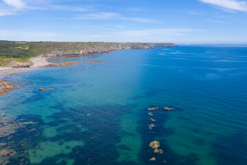 Aerial photograph of Kennack Sands, The Lizard, Cornwall, England, United Kingdom
