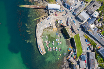 Aerial photograph of Coverack, Helston, Cornwall, England, United Kingdom
