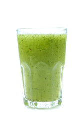 kiwi smoothie isolated on white background  in glass