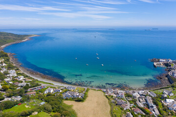 Aerial photograph of Coverack, Helston, Cornwall, England, United Kingdom