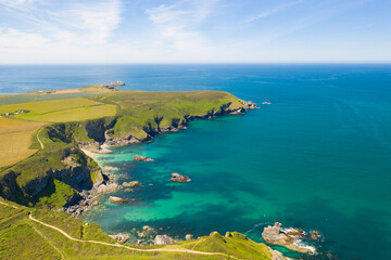 Aerial photograph of Hell's Mouth, North Coast, Cornwall, England, United Kingdom