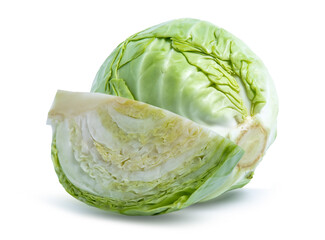Fototapeta premium green cabbage vegetable isolated on white background