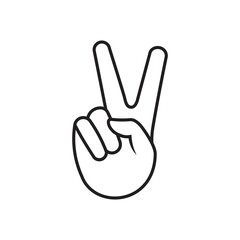Hand gesture V  icon, Hand showing victory, sign peace and love with fingers isolated on white background, vector illustration
