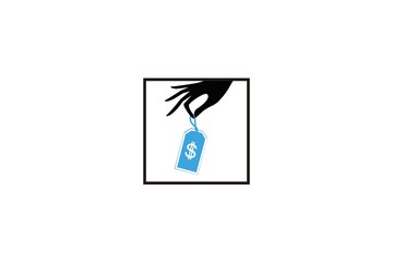 Hand holding money bill icon logo symbol design