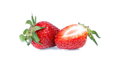 strawberries over white background