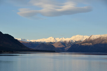 Obraz na płótnie Canvas Road Trip to Queenstown, New Zealand. Beautiful snow mountain range at South island.