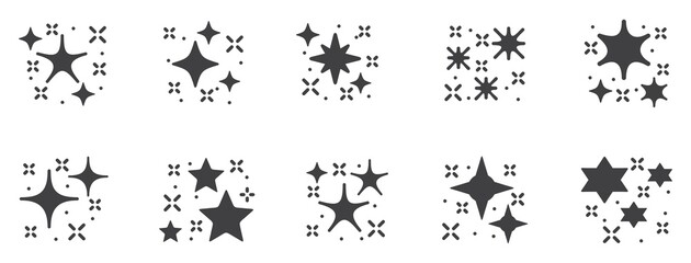 sparkling and twinkling  icons set, sparkling isolated on white background, vector illustration
