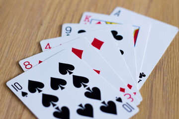 Poker casino cards on the table