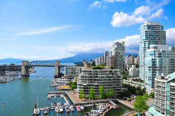 Naklejka premium カナダバンクーバーの港風景 Beautiful boat port scenery in Vancouver