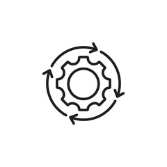 Workflow process icon in flat style. settings reload vector illustration  isolated on white  background. Gear cog wheel with arrows business concept.