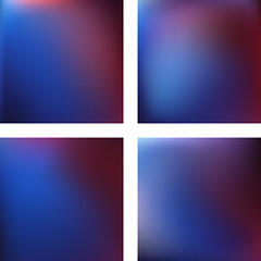 Fototapeta premium Set with abstract blurred backgrounds. Vector illustration. Modern geometrical backdrop. Abstract template. Blue, purple colors.