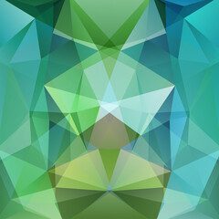 Abstract mosaic background. Triangle geometric background. Design elements. Vector illustration. Green, blue colors.