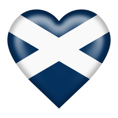 Scotland flag heart button isolated on white with clipping path