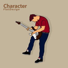illustration of a boy playing a guitar