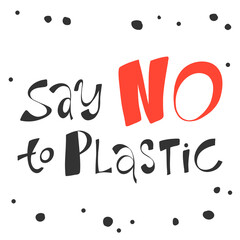 Say No More to Plastic. Sticker for social media content. Vector hand drawn illustration design. 