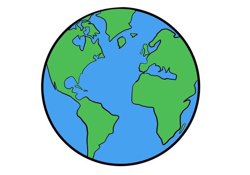 Planeta tierra azul y verde aislado sobre fondo blanco