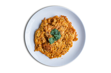 isolate stir fry omelets, white background 