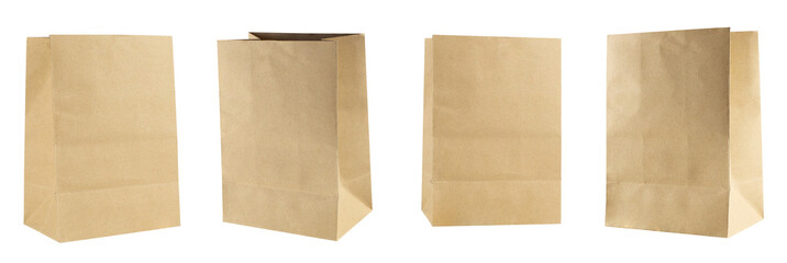 Brown paper bag on white background. Object with clipping path